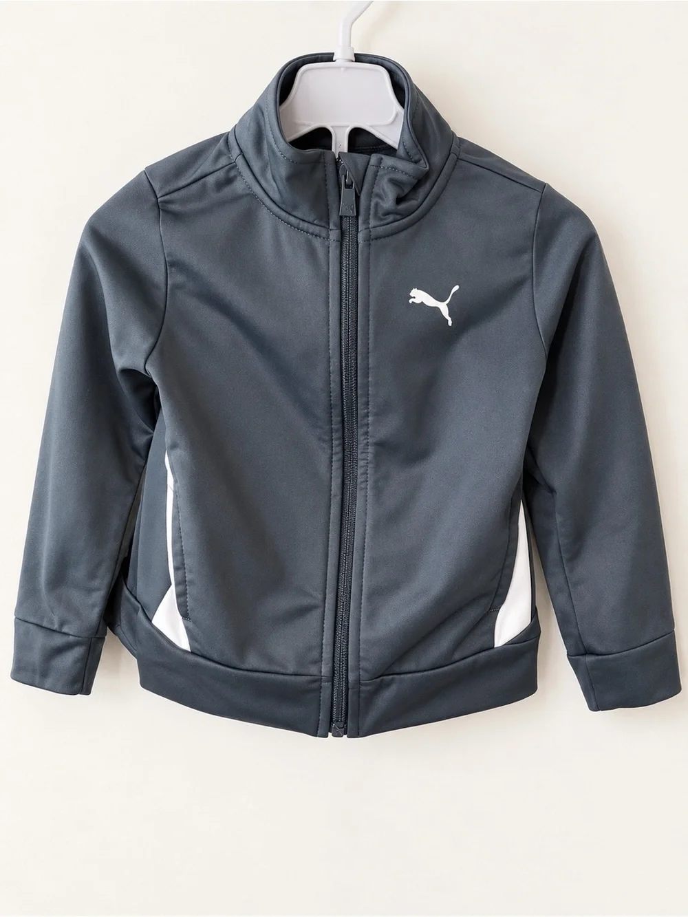 Puma Kids' Charcoal Grey and White Zip-Front Jacket